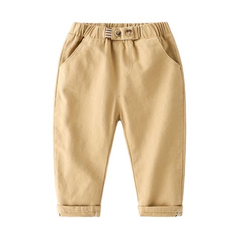 Baby Boy Khaki Pants Solid Color Casual Loose Trousers With Pocket ...
