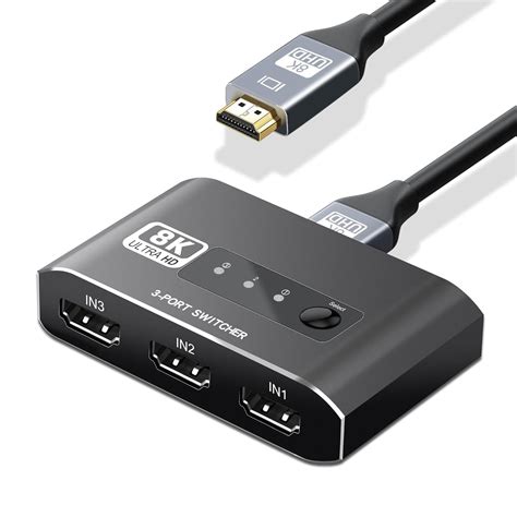 Etzin HDMI 2.1 Switch 4K 120Hz, Aluminum Alloy 8K@60Hz HDMI Switch 3 in ...