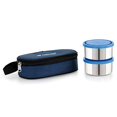 Buy NIRLON Stainless Steel Lunch Boxes 350ml Set of 2 with Carry Bag ...