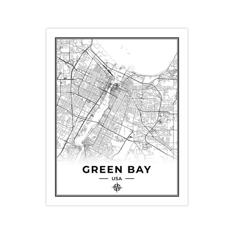 Green Bay Map Print Map of Green Bay Wisconsin USA Digital Download - Etsy