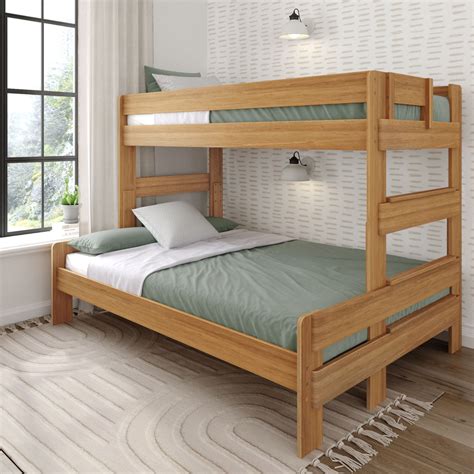 Plank+Beam Solid Wood Twin XL over Queen Bunk Bed, Farmhouse, Pecan ...