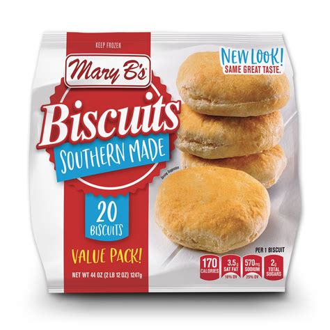 Mary B's Southern Made Biscuits, Value Pack, 44 oz, 20 Count (Frozen ...