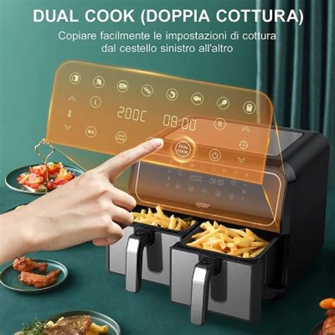 Friggitrice ad aria Innsky a doppio cestello da 8 litri