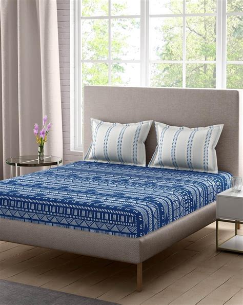 Buy Portico New York Cotton Lavender Double Super King Size Bedsheet ...