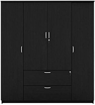 Housefull Engineered Wood Marc 4-Door Wardrobe with Drawer (Wenge ...