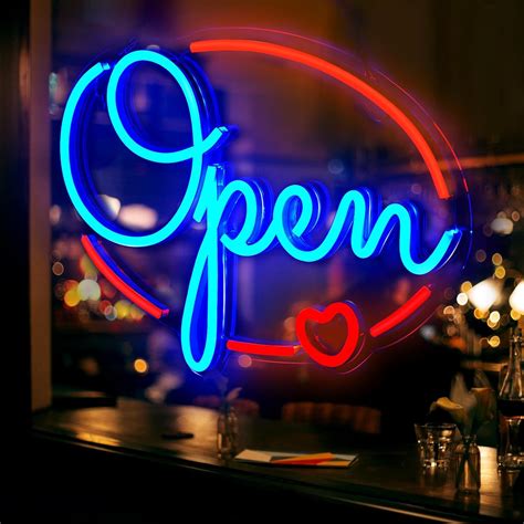 FITNATE Neon OPEN Sign, LED Neon Light Sign USB Powered 40x28CM ...
