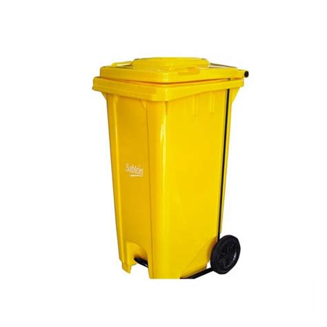 Contenedor de basura amarillo, 120 litros con pedal - SABLÓN ® El Encanto