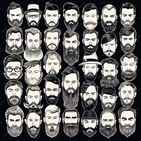 Premium Vector | A collection of different styles of beards