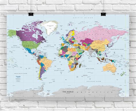 World Map Poster - Colorful World - Simple Labeling | World Maps Online