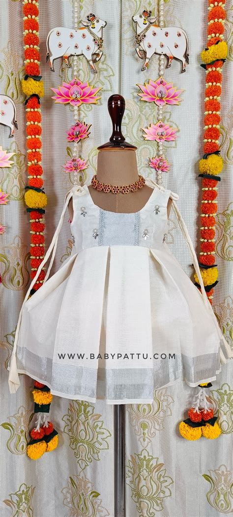 🌾🌾Silver Kerala Frock || Vishu Collection || 2024 || 🌾🌾 – babypattustudio
