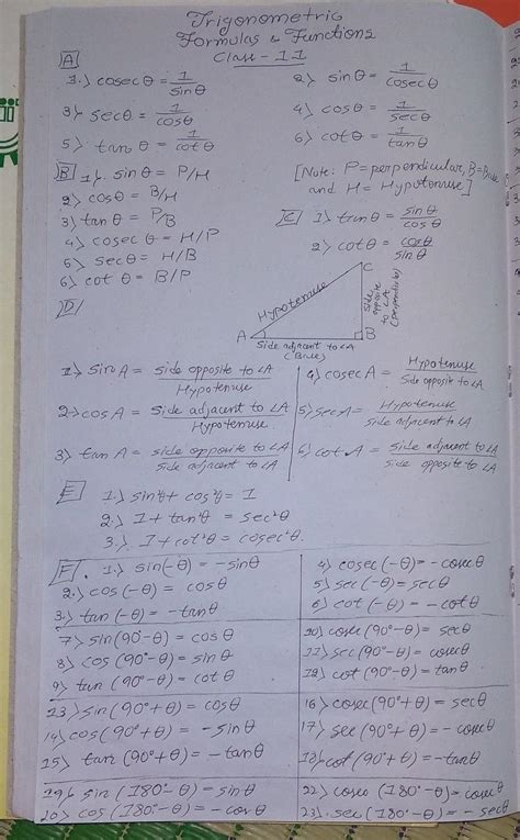 I want to know all trigonometry formulas - Brainly.in