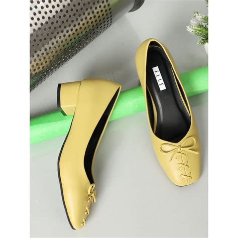 Buy ELLE Yellow Women Slip On Pumps Online