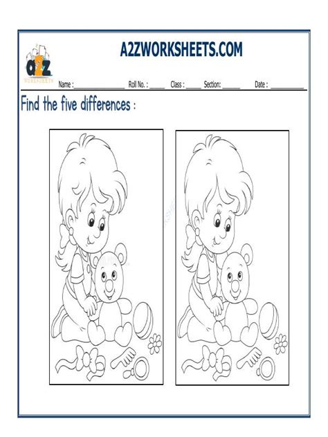 Find Differences Worksheet for Kid 的图像结果