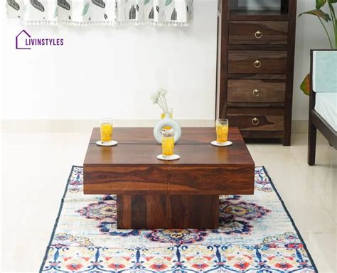 Antonina Sheesham Wood Square Coffee Table | Wooden Coffee Table for L ...