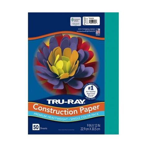 Pacon Pacon 103007, TRU-RAY CONSTRUCTION PAPER, 76LB, 9 X 12, TURQUOISE ...