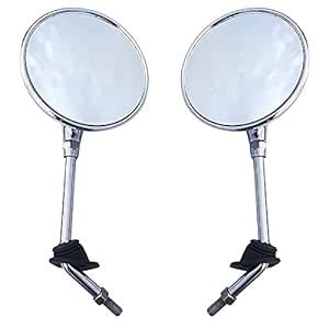 Holinex Chrome Rear View Round Mirrors Set Of 2 Pcs Compatible For ...