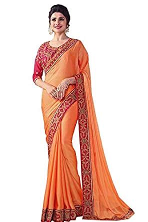 Buy IMPERIALDEAL Georgette Saree With Blouse Piece(IPD-SJNX-4025_Orange ...