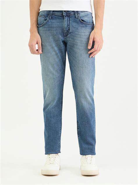 Shop Antony Morato Men Tapered Fit Blue Solid Jeans Online – Iconic India