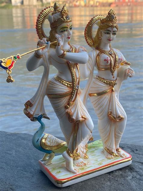 Buy Radha Krishna Statue, 18 Cm Big Cultured Marble Radha Krisna ...