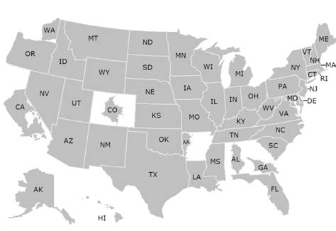 Printable State Abbreviations Map