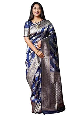Buy SGF11 Women's Kanjivaram Pure Soft Silk Handloom Saree Pure Golden ...