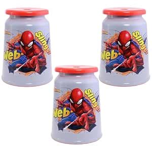 Kuber Industries Pack of 3 Jumbo Size Marvel Spiderman Plastic Stool ...