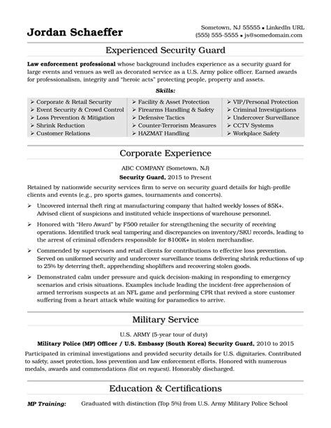 Formidable Security Guard Resume Example Word Skills On