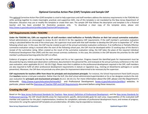 Samples Of Corrective Action Plans