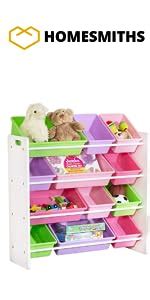 Homesmiths Engineered Wood Toy Organizer with Book Rack,Glossy Finish ...