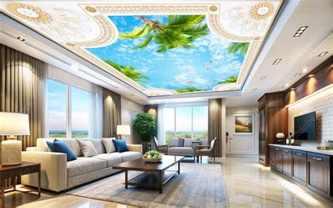 Realistic Sky View Ceiling Wallpaper – Myindianthings