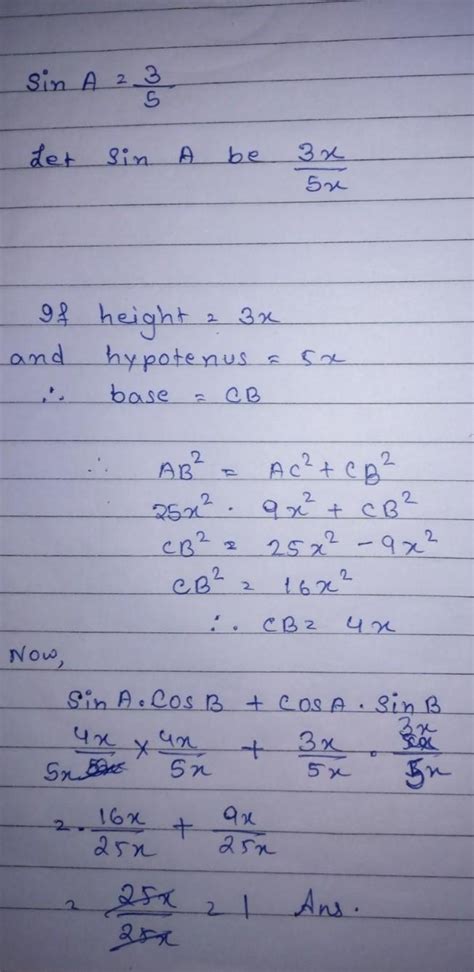 if sin a =3/5, then find the value of sin a cos b+cos a sin b where ...