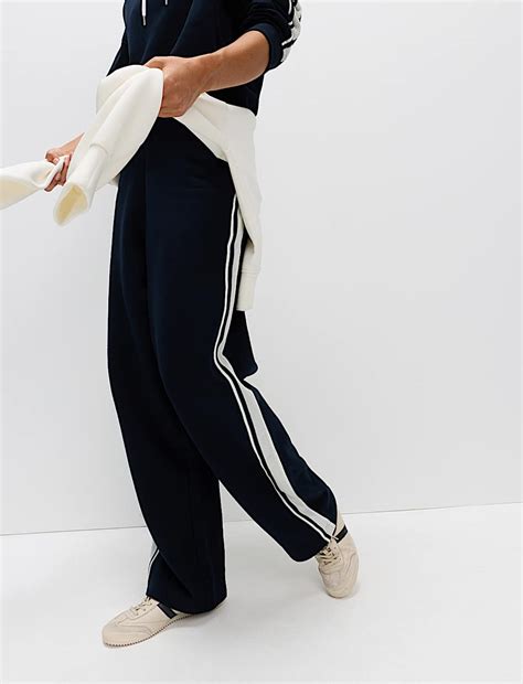 Buy Pure Cotton Side Stripe Relaxed Joggers at Marks & Spencer