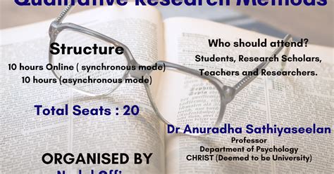 ONLINE WORKSHOP ON QUALITATIVE RESEARCH METHODS (20 HOURS, 20 SEATS ...