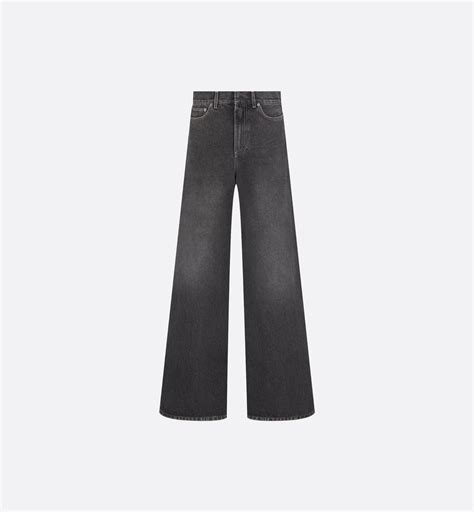 Flared Studded Jeans Black Stonewashed Cotton Denim | DIOR