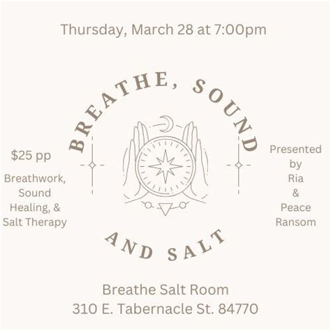Breath, Sound, and Salt with guest Breathwork Practitioner Ria ...