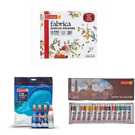 Camel Fabrica Acrylic Ultra Pearl and Metallic Colour Set - Pack of 20 ...