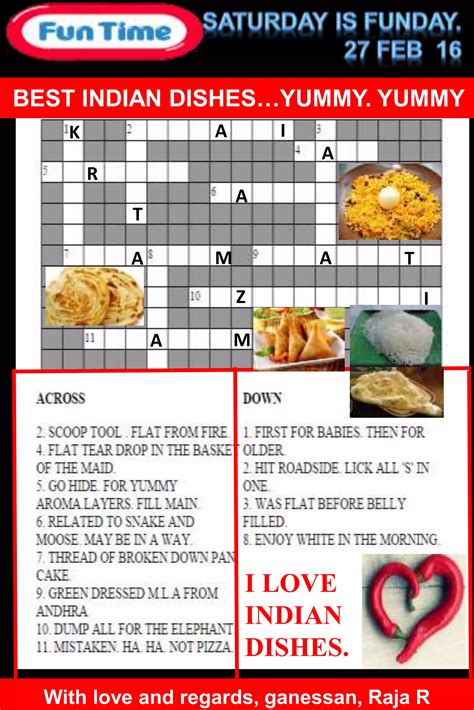 Indian Dish Crossword Puzzle at Arthur Poulsen blog