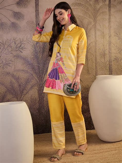 Embroidered & Printed Tunic With Pant Co-Ords Set – Bunaaiwalaa