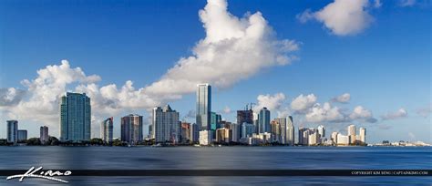 Miami City Skyline Panorama Blue Cloudy Day Miami-Dade County Fl ...