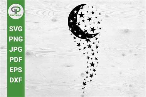 Crescent Moon Stars, Star Tornado SVG Graphic by GPDigitalines · Creative Fabrica