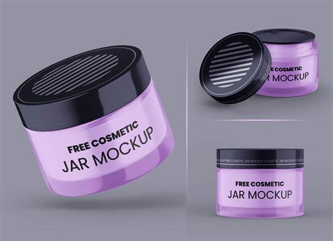 3 Free Glass Cosmetic Jar Mockup PSD Set - Good Mockups