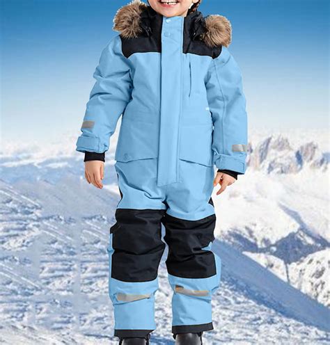 Ski Suit Kids Girls Boys Colorful One-piece Siamese Snowsuits Ski Suits ...
