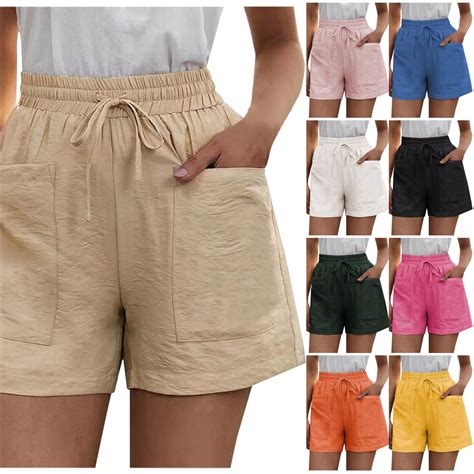 PBNBP Womens Linen Shorts,Women's Bermuda Shorts Jersey Shorts with ...