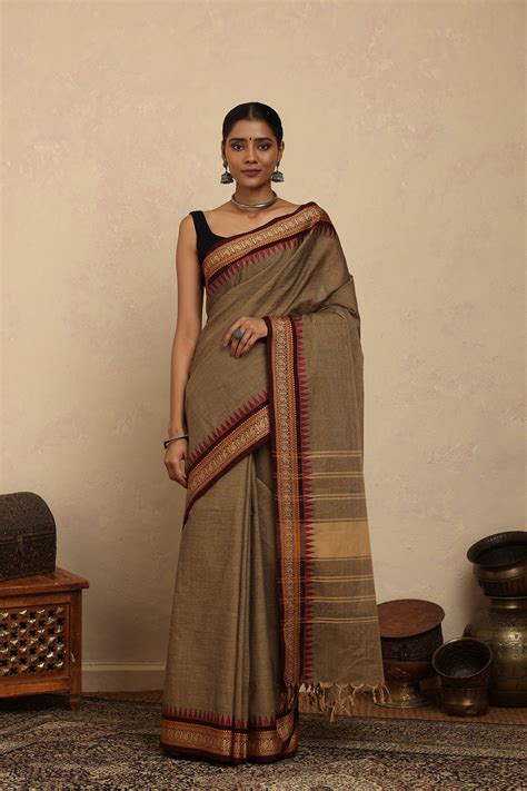 Light Brown Kanchi Cotton Saree | Sutra–Art of Clothing