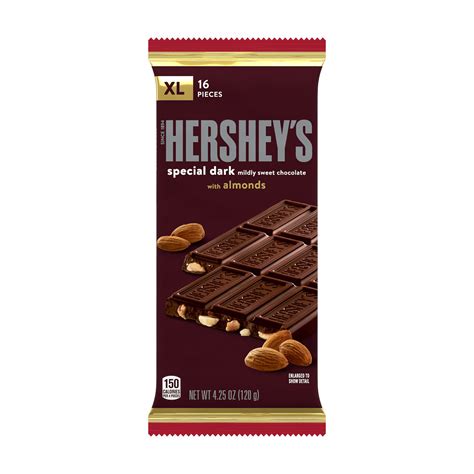 Hershey's Special Dark Mildly Sweet Chocolate with Almonds XL Candy ...
