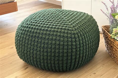CROCHET PATTERN Square Bobbles Pouf DIY Tutorial Large Crochet Pouf ...