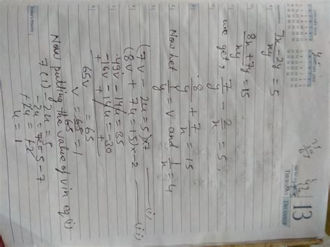 Solve this simultaneous equation- 7x-2y/xy=5 ; 8x+7y/xy=15 - Brainly.in