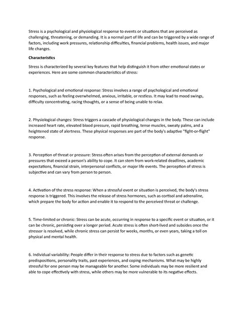 stress and coping strategies - Module I: Stress Stress can be defined ...