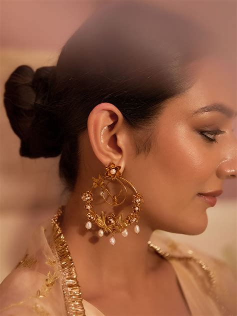 Gold Plated Handcrafted Brass Hoop Earrings