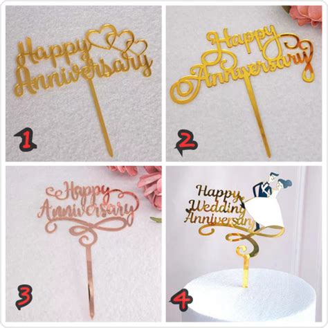Jual Cake topper acrylic happy anniversary/topper aksesoris anniversary ...
